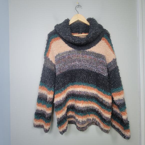 Moth M Murray Cowl Neck Striped Multicolor Wool Mohair Blend Sweater - Picture 1 of 11